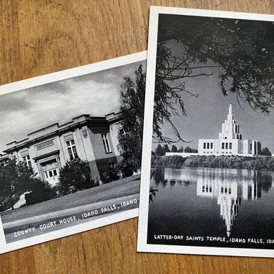 vintage photo postcards IDAHO FALLS COURT HOUSE & LDS TEMPLE 