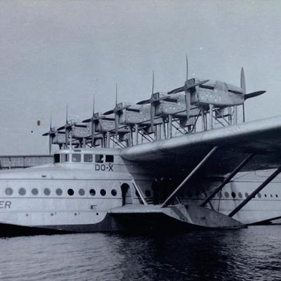 DORNIER DO-X 1929 GERMAN FLYING BOAT original photo pair 