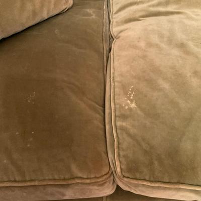 L171 Vintage 1940's Green Velved Couch With Down Cushions And Pillows (As-Is)