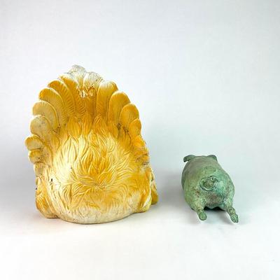 PR 174 Chicken & Pig Statue With Butter Dish Cover