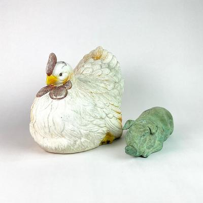 PR 174 Chicken & Pig Statue With Butter Dish Cover