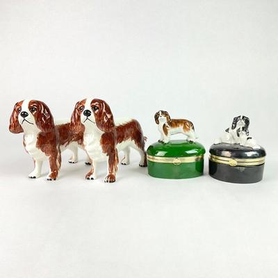 PR 176 King Charles Spaniels Trinket Boxes & Figurines