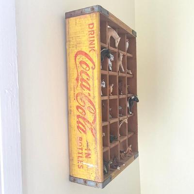 195 Coca Cola Vintage Bottle Crate With Animal Figurines