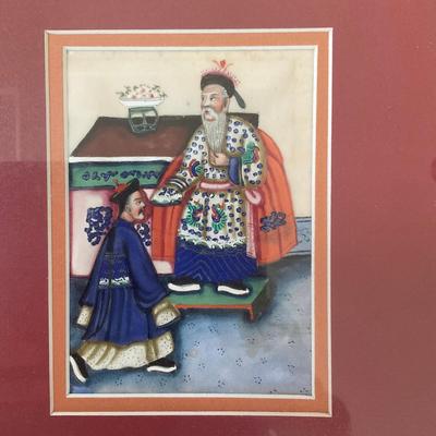 198 Pair of Hand-Painted On Silk Oriental Art
