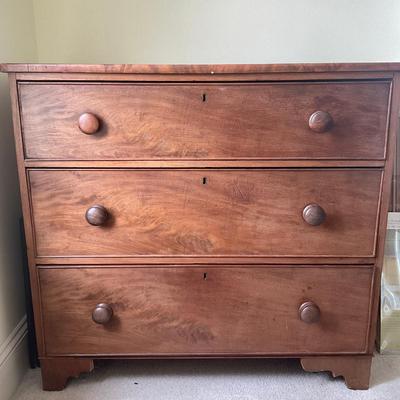 B201 Antique American Wood Three Drawer Dresser