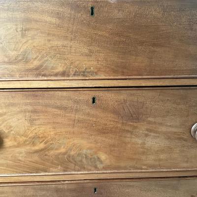 B201 Antique American Wood Three Drawer Dresser