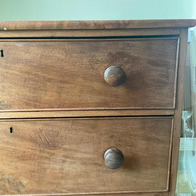 B201 Antique American Wood Three Drawer Dresser