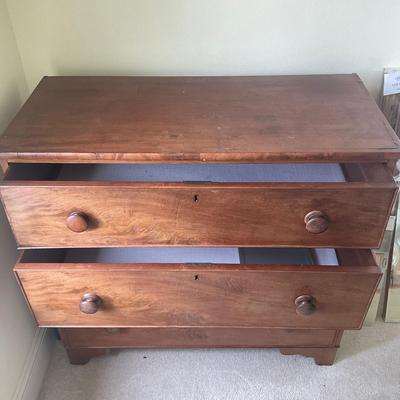 B201 Antique American Wood Three Drawer Dresser