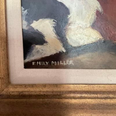 C204 Oil Painting By Emily Miller Featuring Three Cavalier King Charles Spaniels