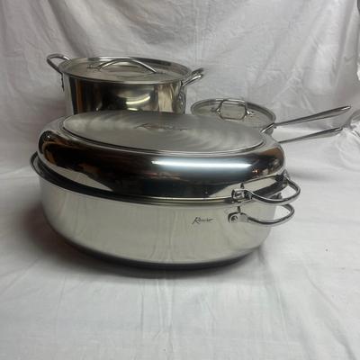All Clad Steamer, Rancher Roaster Pan & Large Pot Srt-MG)