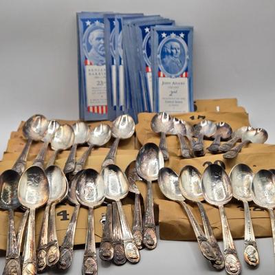 LOT 29: Vintage Wm. Rogers American Presidents Commemorative Silver Plated Spoons