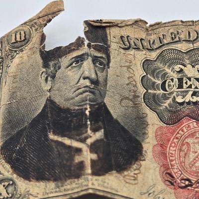 LOT 30: Two 10-Cent Fractional Currency Notes from the Fifth Issue