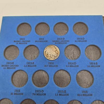 LOT 31: Buffalo Nickel Collection w/ Incomplete Booklet 1913-1938