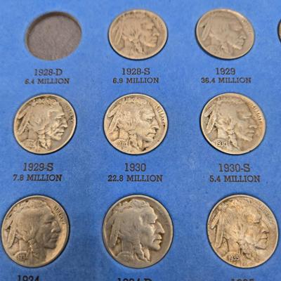 LOT 31: Buffalo Nickel Collection w/ Incomplete Booklet 1913-1938