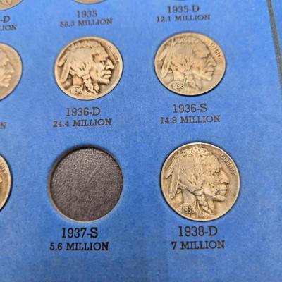 LOT 31: Buffalo Nickel Collection w/ Incomplete Booklet 1913-1938