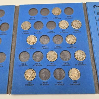 LOT 31: Buffalo Nickel Collection w/ Incomplete Booklet 1913-1938