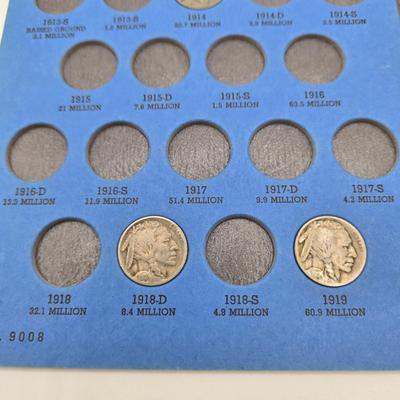 LOT 31: Buffalo Nickel Collection w/ Incomplete Booklet 1913-1938
