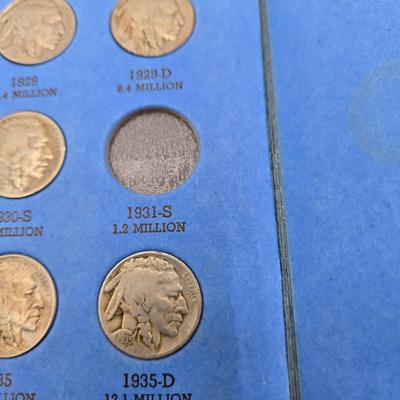 LOT 31: Buffalo Nickel Collection w/ Incomplete Booklet 1913-1938