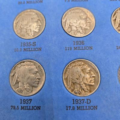LOT 31: Buffalo Nickel Collection w/ Incomplete Booklet 1913-1938