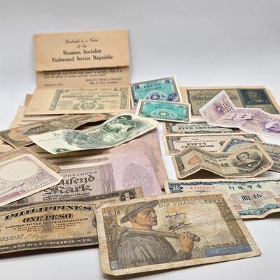 LOT 34: International Currency Collection - Coins and Paper Money Many Different Countries