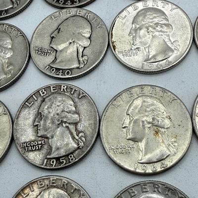 LOT 47: 90% Silver Quarters (40)