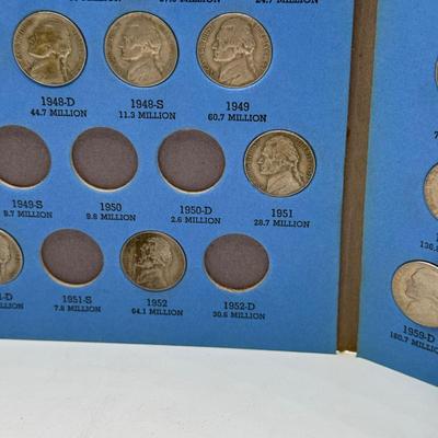 LOT 54: 4 Jefferson Nickel Collection Booklets (Incomplete) (3 Booklets: Starting 1938, 1 Booklet 1938-1961 Number One)