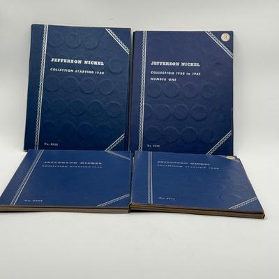 LOT 54: 4 Jefferson Nickel Collection Booklets (Incomplete) (3 Booklets: Starting 1938, 1 Booklet 1938-1961 Number One)