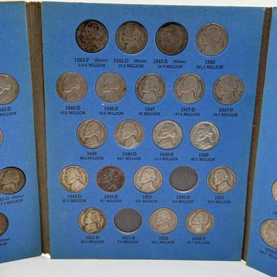 LOT 54: 4 Jefferson Nickel Collection Booklets (Incomplete) (3 Booklets: Starting 1938, 1 Booklet 1938-1961 Number One)