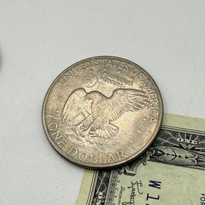 LOT 56: Currency Collection: Susan B. Anthony 1979 Half Dollar, Three 2 Dollar Bills, Silver Certificates and More!