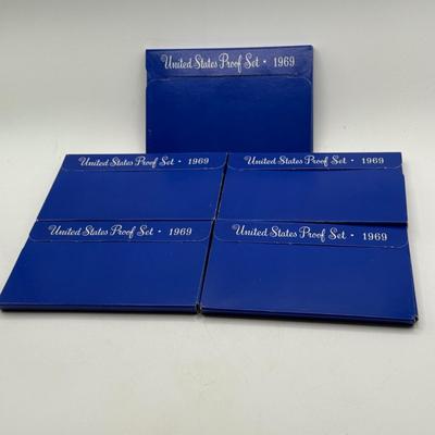 LOT 59: Five 1969 U.S. Proof Sets