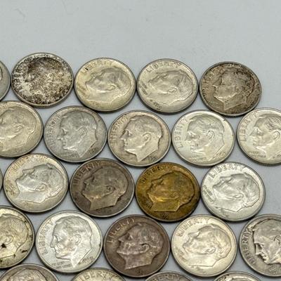 LOT 89: 90% Silver Roosevelt Dimes (50)