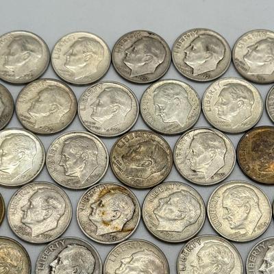 LOT 90: 90% Silver Roosevelt Dimes (50)
