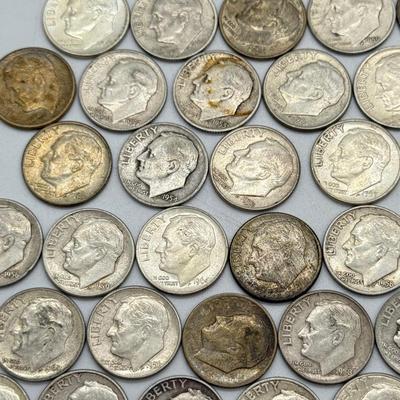 LOT 90: 90% Silver Roosevelt Dimes (50)