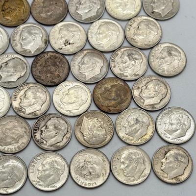 LOT 91: 90% Silver Roosevelt Dimes (50)