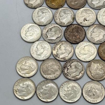 LOT 91: 90% Silver Roosevelt Dimes (50)