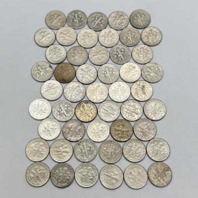 LOT 91: 90% Silver Roosevelt Dimes (50)