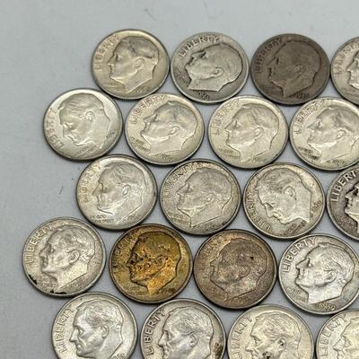 LOT 91: 90% Silver Roosevelt Dimes (50)