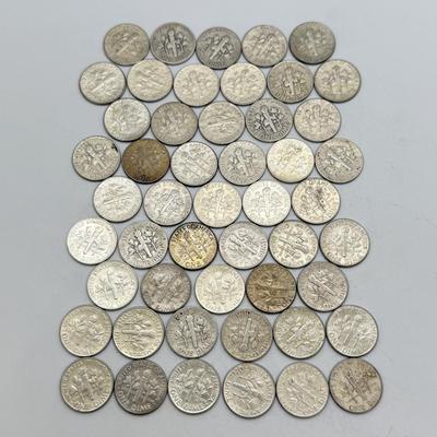 LOT 91: 90% Silver Roosevelt Dimes (50)
