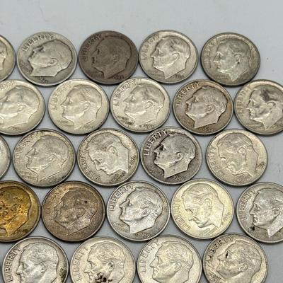 LOT 91: 90% Silver Roosevelt Dimes (50)