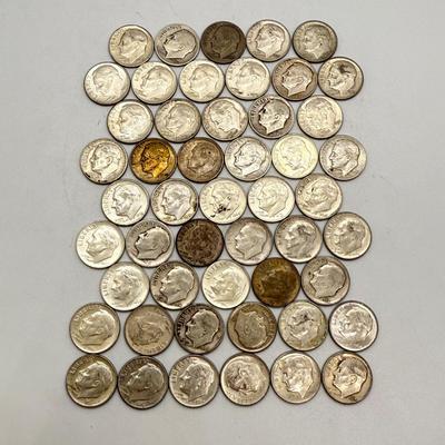 LOT 91: 90% Silver Roosevelt Dimes (50)