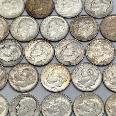 LOT 92: 90% Silver Roosevelt Dimes (50)