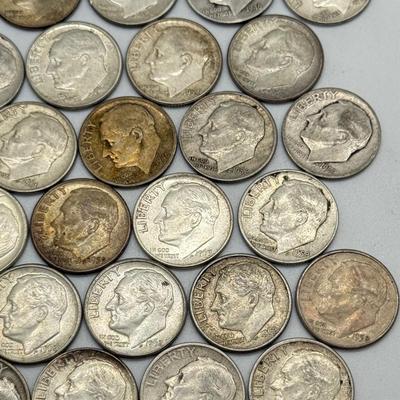 LOT 92: 90% Silver Roosevelt Dimes (50)