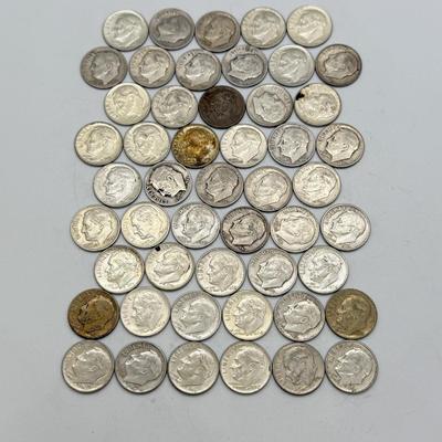 LOT 93: 90% Silver Roosevelt Dimes (50)