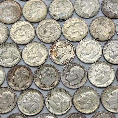 LOT 94: 90% Silver Roosevelt Dimes (50)