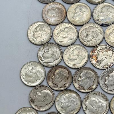 LOT 94: 90% Silver Roosevelt Dimes (50)