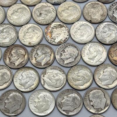 LOT 94: 90% Silver Roosevelt Dimes (50)
