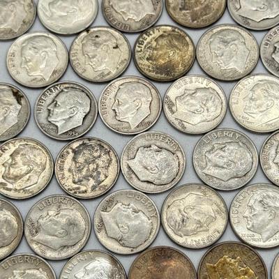 LOT 95: 90% Silver Roosevelt Dimes (50)