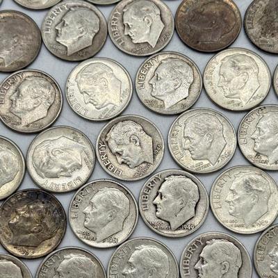 LOT 96: 90% Silver Roosevelt Dimes (50)
