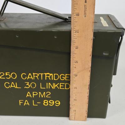 LOT Vintage Metal Box, U.S. Military Ammunition Box, and U.S. Army M1 .30 Caliber Ammunition Box