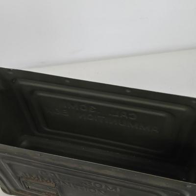LOT Vintage Metal Box, U.S. Military Ammunition Box, and U.S. Army M1 .30 Caliber Ammunition Box